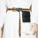 Soft Leather Waist Bag Purse Women Hand Bag Metal Chain Flap Female Crossbody