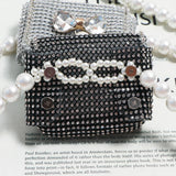 Pearl Chain Fanny Pack for Women Lipstick Mini Bag Rhinestone Belt Bag