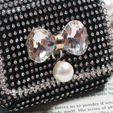 Pearl Chain Fanny Pack for Women Lipstick Mini Bag Rhinestone Belt Bag