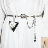 Metal Chain Waist Bag with Rhinestone Bag Red Small Belt Bag