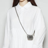 Metal Hollow Out Waist Bag Mini Chain Belt Handbag