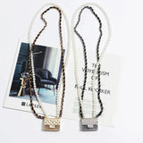 Metal Rhombic Crossbody Bag with Pearl Chain