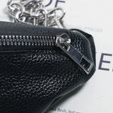 Soft Leather Waist Bag Metal Chain Sling for Women Crossbody Bags