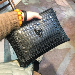 Rock Style Skull Rivet Shoulder Bag Large Capacity Envelope Clutch