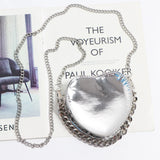 Silver Heart Shape Fanny Packs Chain Shoulder Messenger Lipstick Bag ZM1193