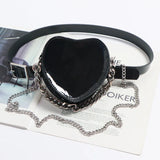 Silver Heart Shape Fanny Packs Chain Shoulder Messenger Lipstick Bag ZM1193