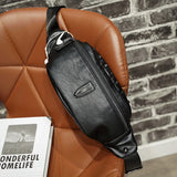 Men Rivet Waist Bag Chest Bag Unisex Fanny Pack Soft Leather Kidney Purse