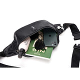 Men Rivet Waist Bag Chest Bag Unisex Fanny Pack Soft Leather Kidney Purse