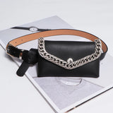 Rhinestone Waist Bag Purse with Chain Decoration