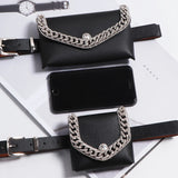 Rhinestone Waist Bag Purse with Chain Decoration