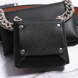Rhinestone Waist Bag Purse with Chain Decoration