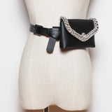 Rhinestone Waist Bag Purse with Chain Decoration