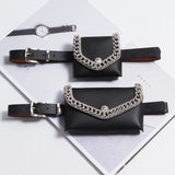 Rhinestone Waist Bag Purse with Chain Decoration