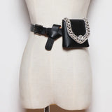 Rhinestone Waist Bag Purse with Chain Decoration