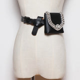 Rhinestone Waist Bag Purse with Chain Decoration
