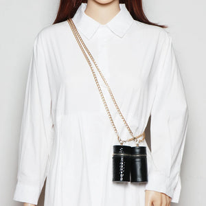 Crocodile Pattern Mini Shoulder Bag Chain Waist Drum Lipstick Coin Purse