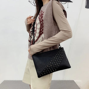 Fashionable Rivet Clutch Bag Envelope Shoulder Bag