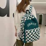 Plaid Women Backpack Nylon Travel Bag Schoolbag Girls Bookbag