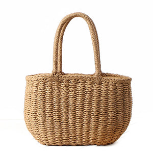 DCOS-Fashion Summer Beach Bag Rattan Basket Bag Women Holiday Bohemian Bag