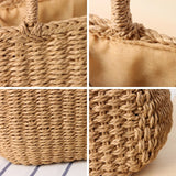 DCOS-Fashion Summer Beach Bag Rattan Basket Bag Women Holiday Bohemian Bag