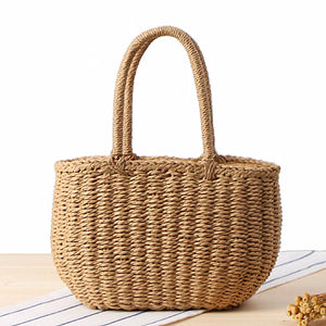 DCOS-Fashion Summer Beach Bag Rattan Basket Bag Women Holiday Bohemian Bag
