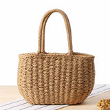 DCOS-Fashion Summer Beach Bag Rattan Basket Bag Women Holiday Bohemian Bag