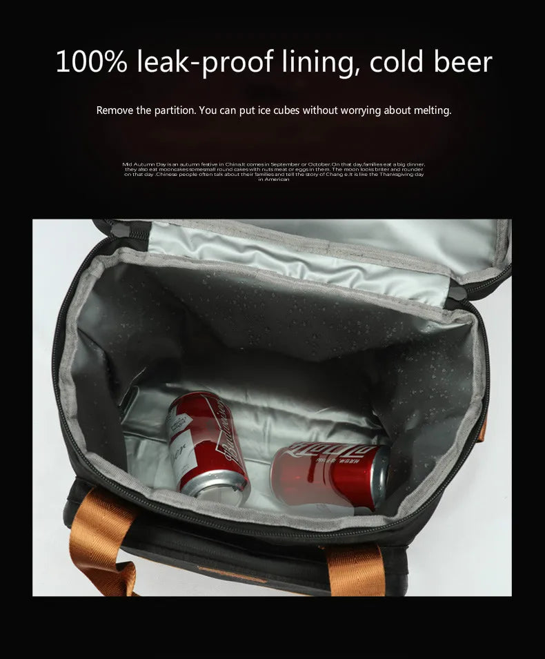Vintage Leather Wine Cooling Bag Leakproof Picnic Cooler
