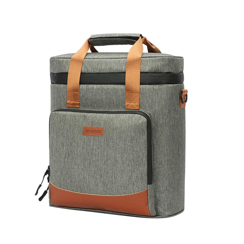 Vintage Leather Wine Cooling Bag Leakproof Picnic Cooler