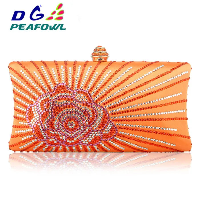 DGPeafowl Flap Crystal Floral Women Evening Clutch Bag 3 Colors