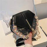 DICHIOS Women's Leather Shoulder Bag with Chain, Solid Square Design