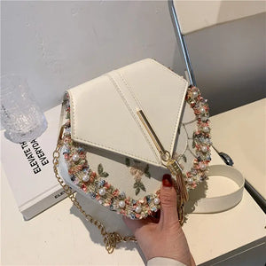 DICHIOS Women's Leather Shoulder Bag with Chain, Solid Square Design