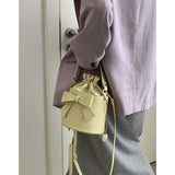 Leather Crossbody Bag With Bow Ornaments