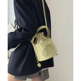 Leather Crossbody Bag With Bow Ornaments