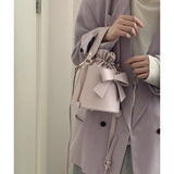 Leather Crossbody Bag With Bow Ornaments