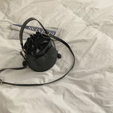Leather Crossbody Bag With Bow Ornaments