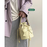 Leather Crossbody Bag With Bow Ornaments