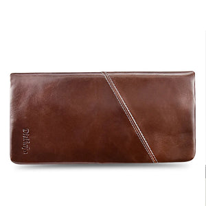 Men's Thin Leather Wallet Handy Slim Male Wallet Zipper Pocket