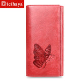 REAL Leather Women Wallet Butterfly Embossing Clutch Money Bag Female Wallet