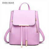 Women Backpack High PU Leather Mochila Escolar School Bags For Teenagers Girls