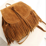 DIDABEAR Women Tassel Backpacks Girls Vintage Suede Shoulder School Bags