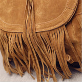 DIDABEAR Women Tassel Backpacks Girls Vintage Suede Shoulder School Bags