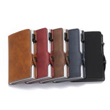 Mens Metal Anti-theft Short Leather Wallet
