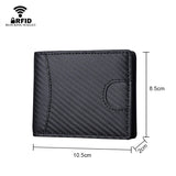 Men's Leather Carbon Fiber Bifold Wallet RFID Blocking