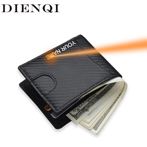 Men's Leather Carbon Fiber Bifold Wallet RFID Blocking