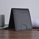 Men's Leather Carbon Fiber Bifold Wallet RFID Blocking