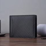 Men's Leather Carbon Fiber Bifold Wallet RFID Blocking