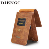 Vintage Leather Long Wallet Large Capacity Double Money Bag for Man