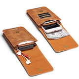 Vintage Leather Long Wallet Large Capacity Double Money Bag for Man