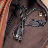 Crazy Horse Leather Waist Bag Men USB Charging Waist Travel Belt Large Capacity