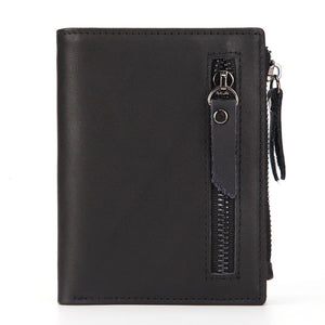 Men's Leather Wallet Money Pocket Brown Short Purse Small